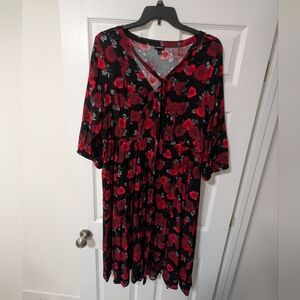 Torrid Floral Whimsigoth Midi Dress - Pockets & Tie Waist - Size 2X